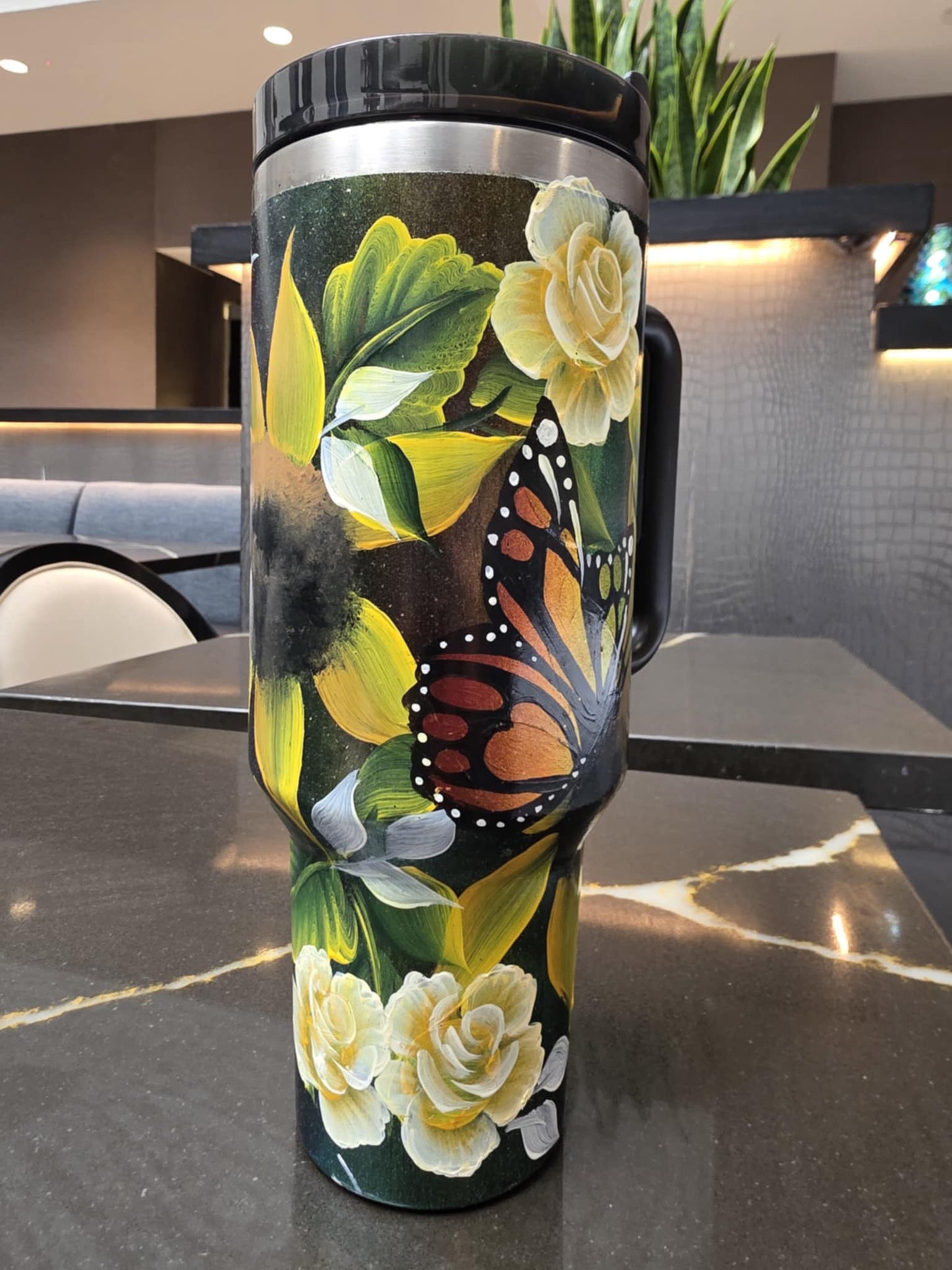 40 oz Sunflower with butterfly