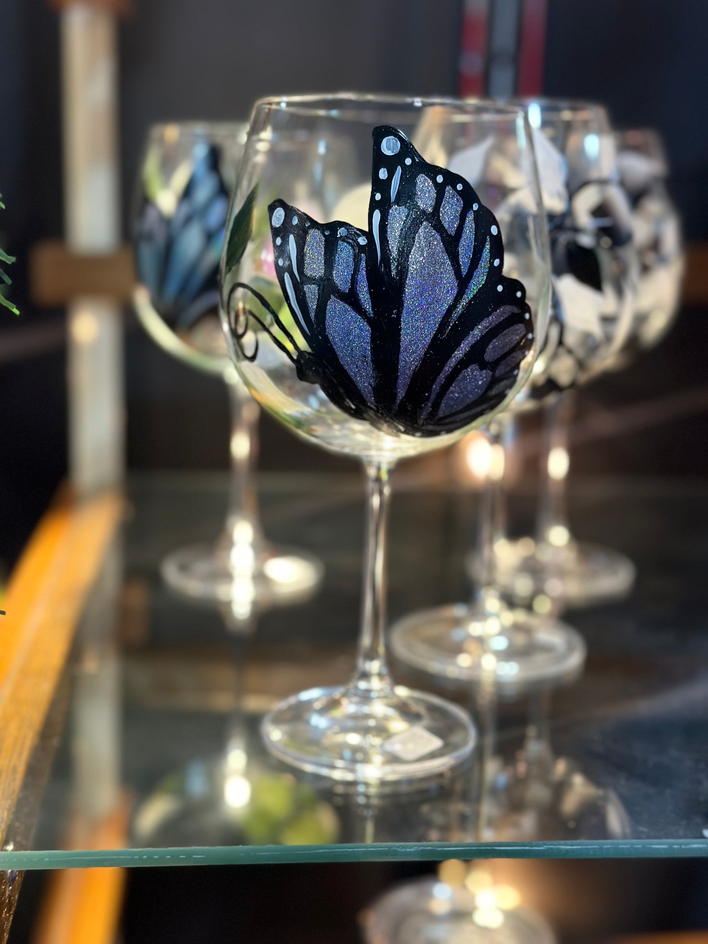 Butterfly wine glass