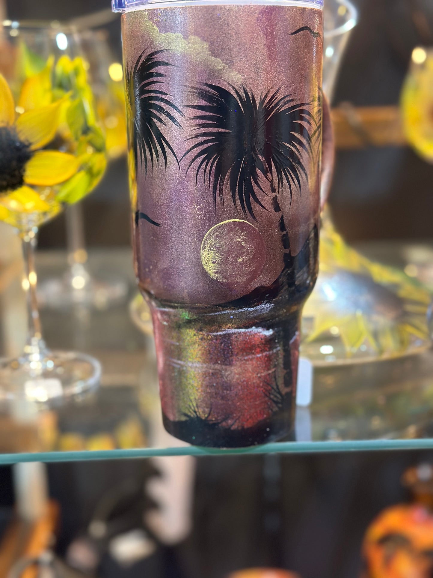 32 oz Metallic beach scene
