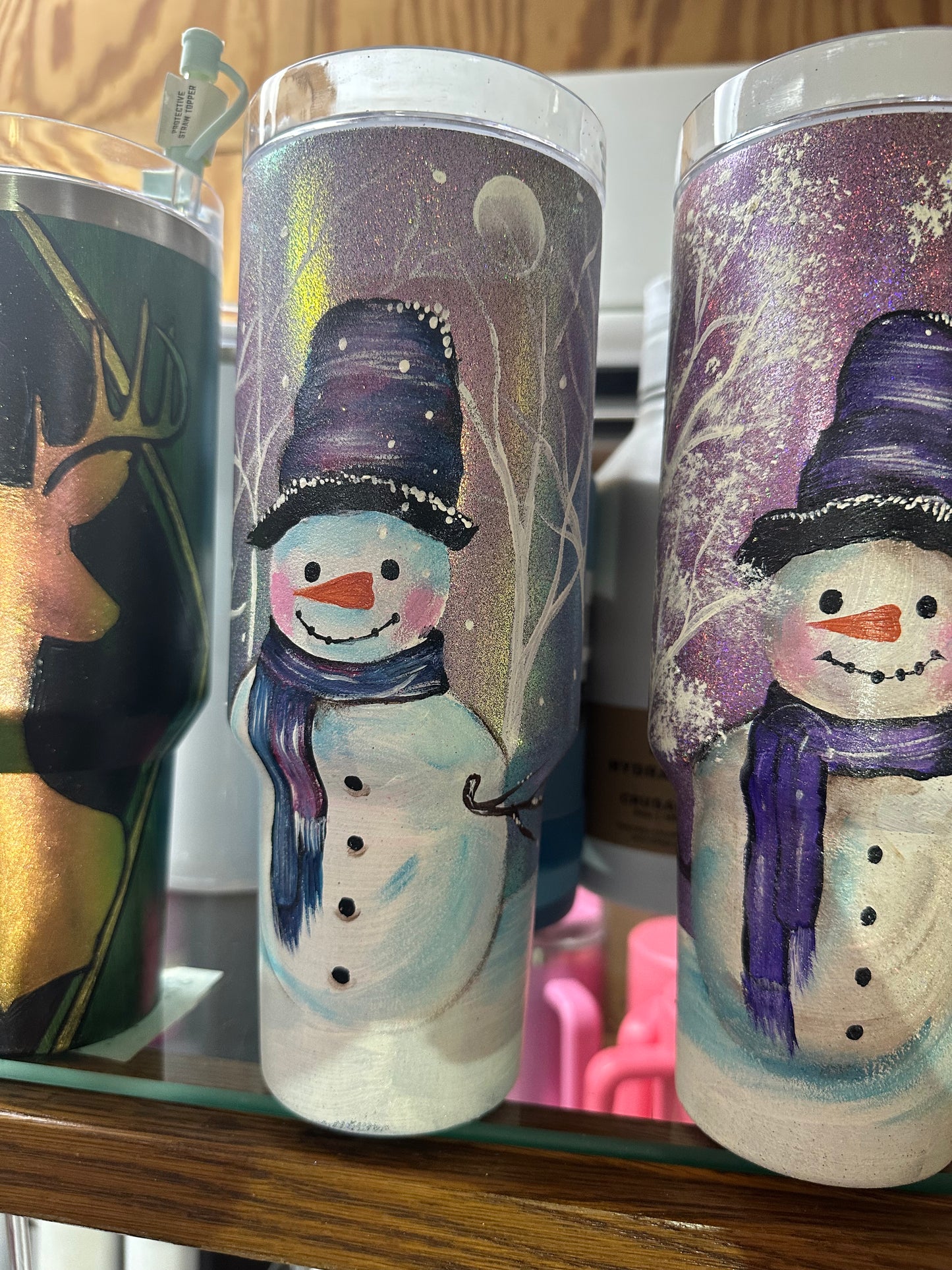 40 oz burnished purple /blue snowman