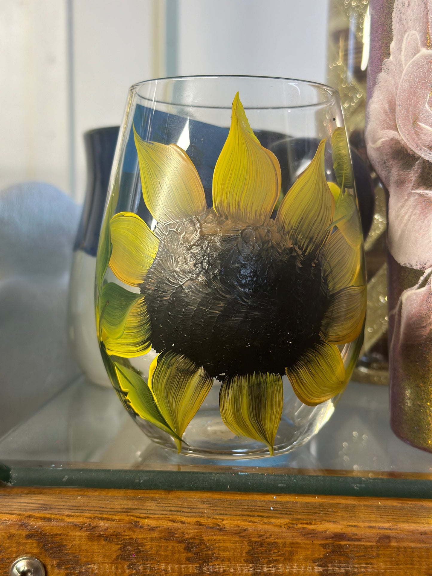 stemless sunflower wine glasses