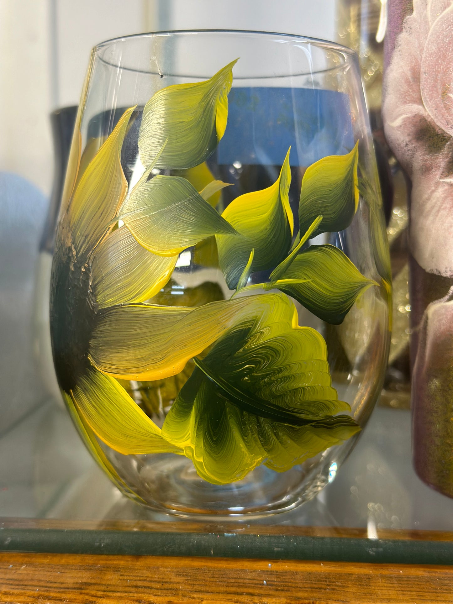 stemless sunflower wine glasses