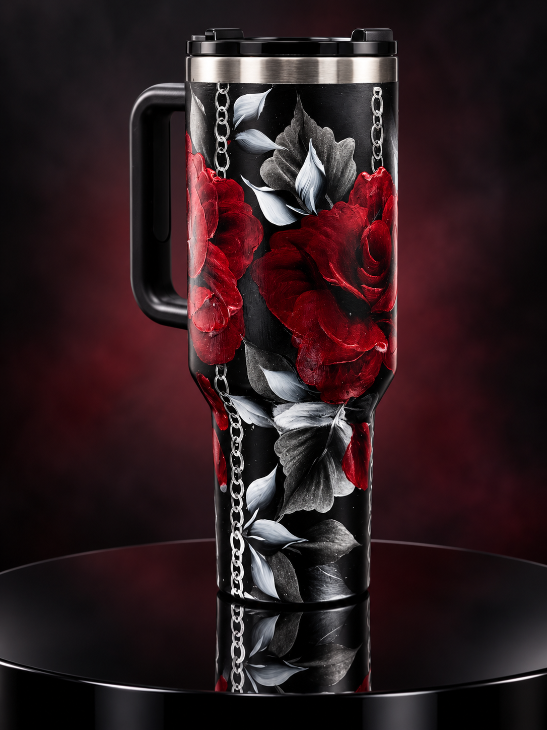 Red Rose with Chains-hand painted