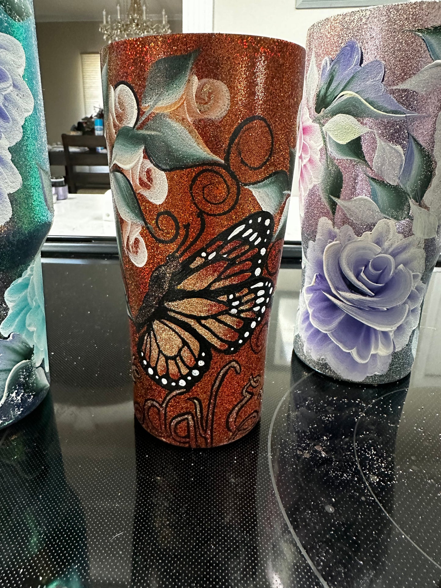 Roses with Butterfly - Orange