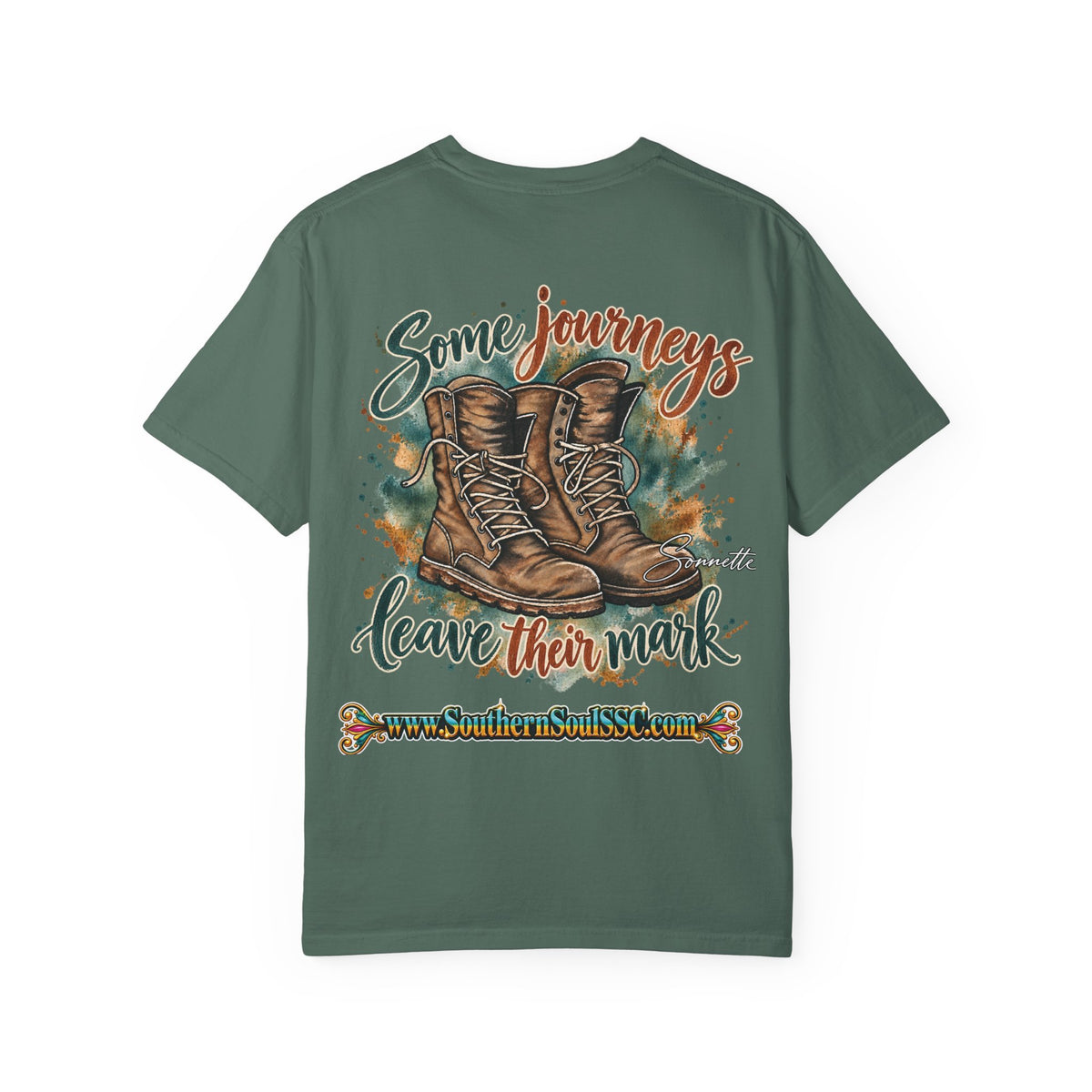 Military Boots (Back) Unisex Garment-Dyed T-shirt
