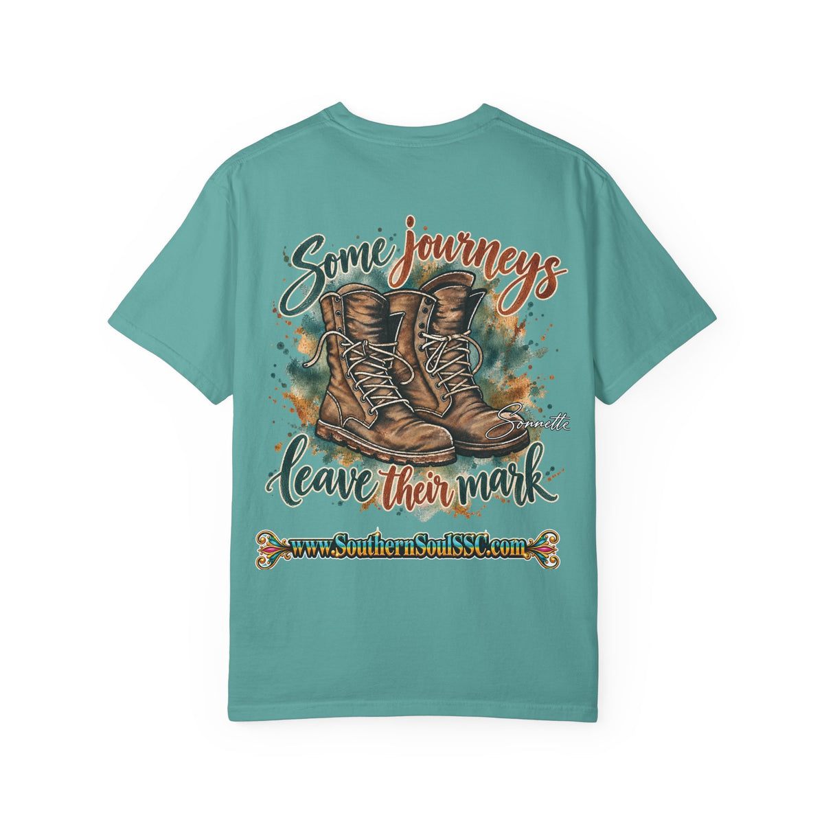 Military Boots (Back) Unisex Garment-Dyed T-shirt