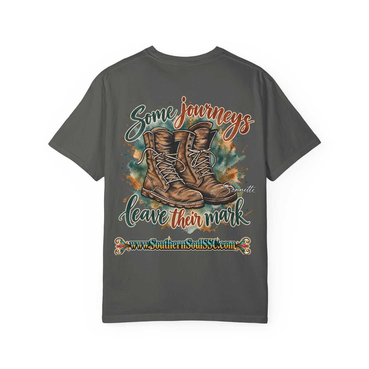 Military Boots (Back) Unisex Garment-Dyed T-shirt