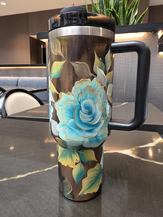 40 oz teal wood grain
