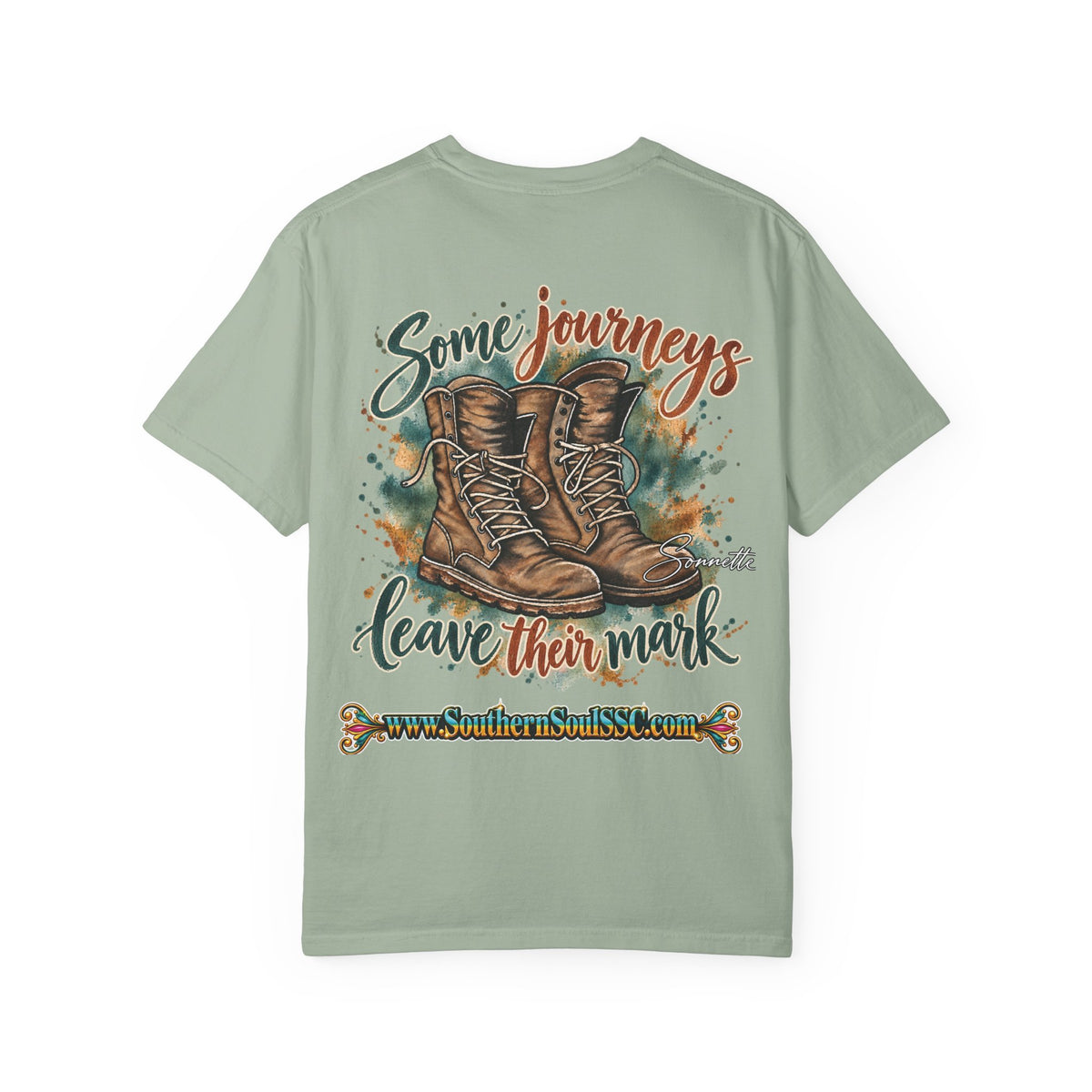 Military Boots (Back) Unisex Garment-Dyed T-shirt